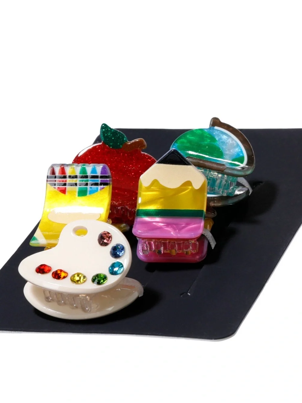 nOir Back to School Hair Clips- Set of Five Clips- Multicolored